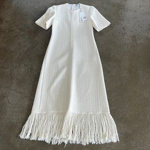ZARA TWEED FRINGE DRESS SZ S
